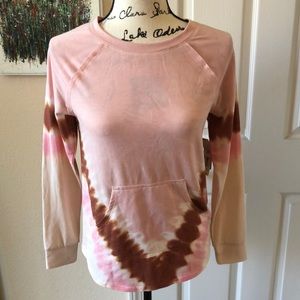 No Boundaries pink tie dye long sl top NWT, size S